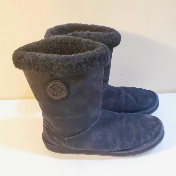 Michael Kors black Leather sheep fur lined boots size 8M - Picture 1 of 14